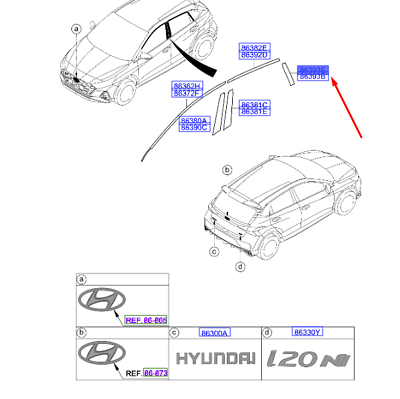 SOL ARKA KAPI ARKA KELEBEK CAM BANDI STİCKER İ20 2020- 77513-Q0000-MOBIS-S